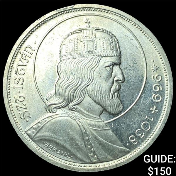 1938 Hungary Silver 5 Pengo