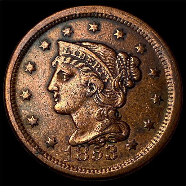 1853 Braided Hair Large Cent NEARLY  UNCIRCULATED