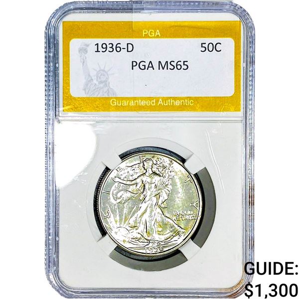 1936-D Walking Liberty Half Dollar PGA MS65