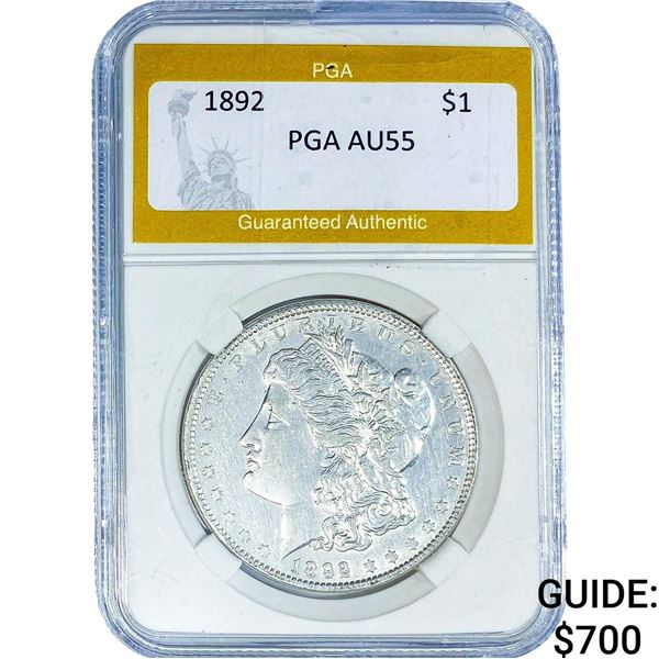1892 Morgan Silver Dollar PGA AU55