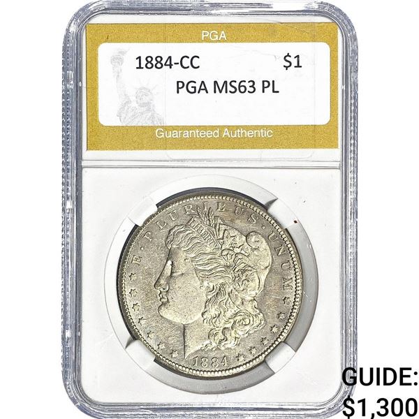 1884-CC Morgan Silver Dollar PGA MS63 PL