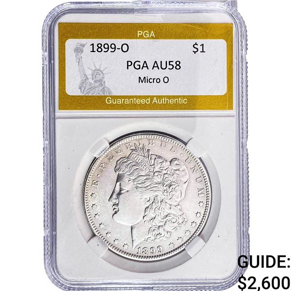 1899-O Morgan Silver Dollar PGA AU58 Micro O