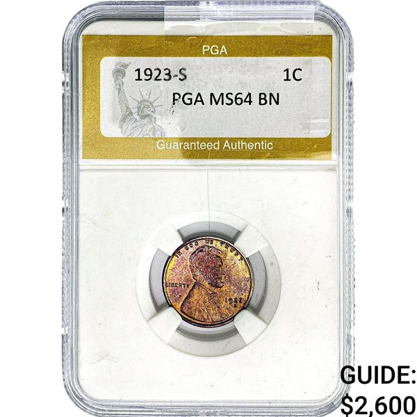1923-S Wheat Cent PGA MS64 BN