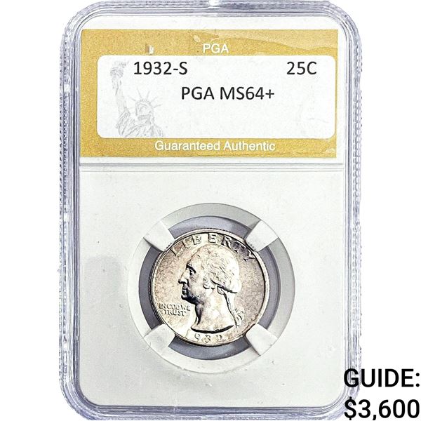 1932-S Washington Silver Quarter PGA MS64+