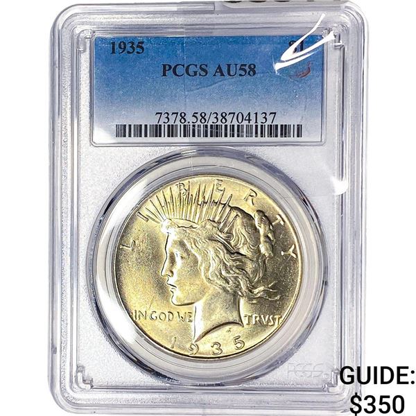 1935 Silver Peace Dollar PCGS AU58