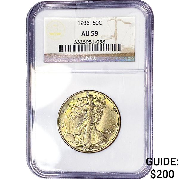 1936 Walking Liberty Half Dollar NGC AU58