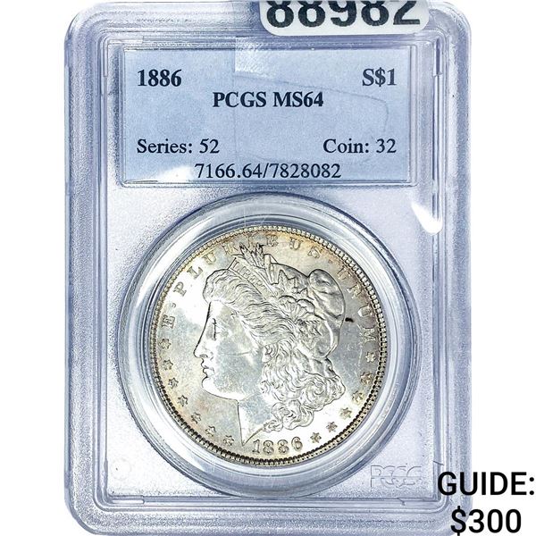 1886 Morgan Silver Dollar PCGS MS64