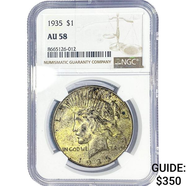 1935 Silver Peace Dollar NGC AU58