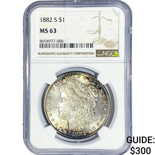 1882-S Morgan Silver Dollar NGC MS63