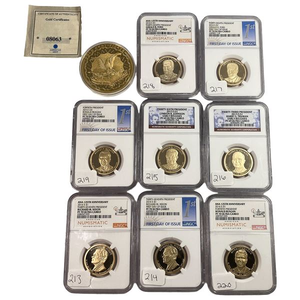 [9 Coins] 2015-2016 33rd-40th Presidents & Lincoln Medal NGC PF70 UC