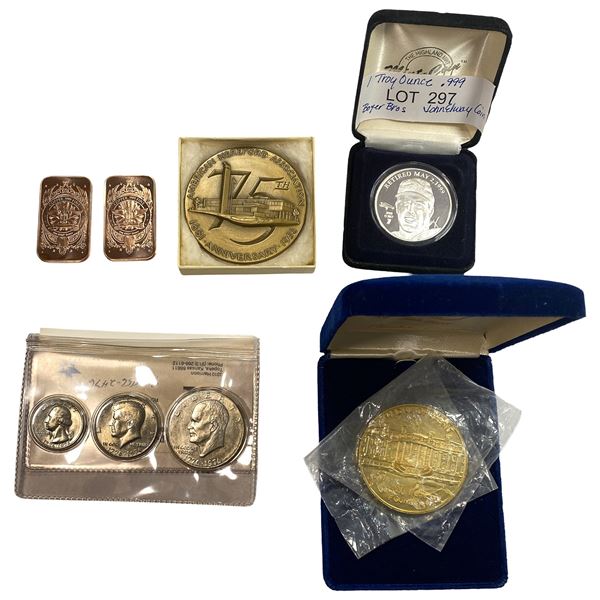 [8 Coins] 1956-1999 Various U.S Coins Lot w/ 1oz Copper Bars