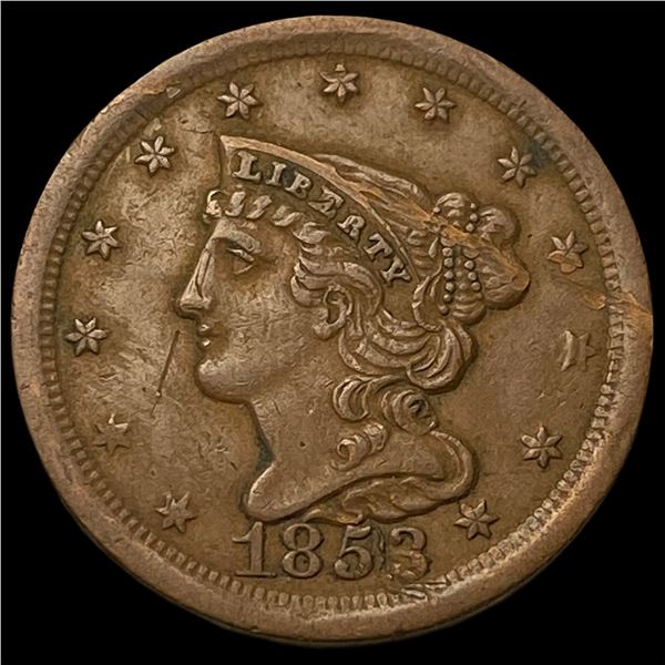 1853 Braided Hair Half Cent NEARLY UNCIRCULATED