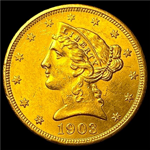 1903-S Gold $5 Liberty Head Half Eagle  UNCIRCULATED