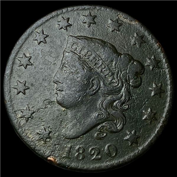 1820 Coronet Head Large Cent LIGHTLY  CIRCULATED