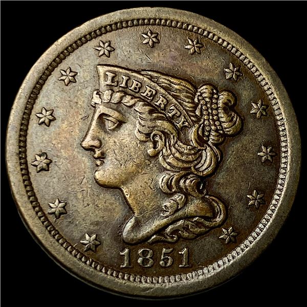 1851 Braided Hair Half Cent CLOSELY  UNCIRCULATED