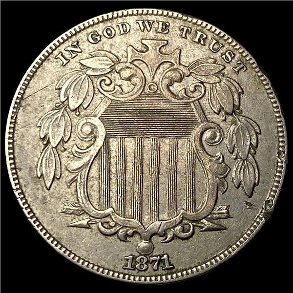 1871 Shield Nickel NEARLY UNCIRCULATED