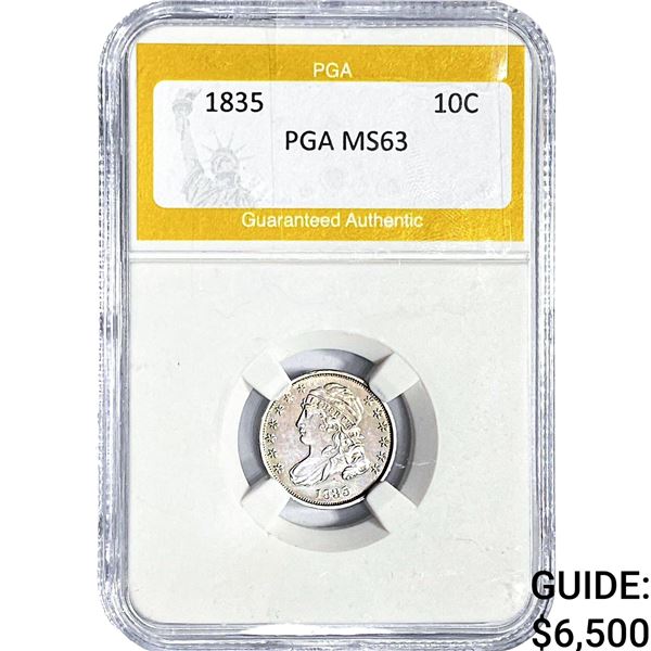 1835 Capped Bust Dime PGA MS63