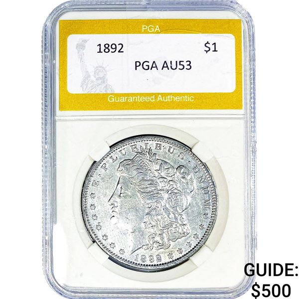 1892 Morgan Silver Dollar PGA AU53