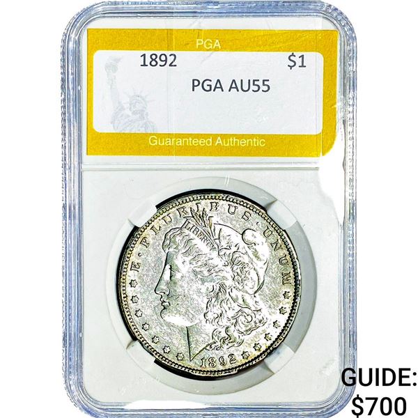 1892 Morgan Silver Dollar PGA AU55