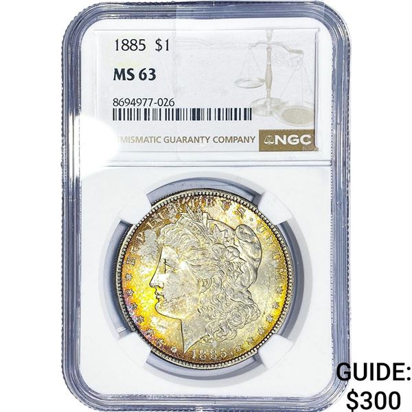 1885 Morgan Silver Dollar NGC MS63