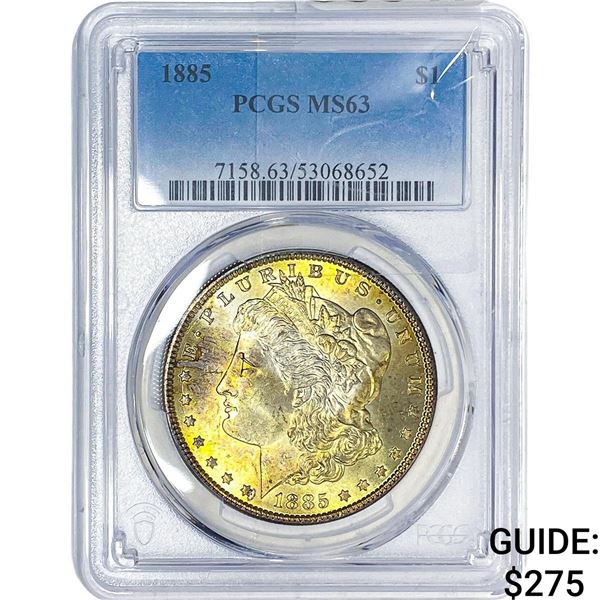 1885 Morgan Silver Dollar PCGS MS63