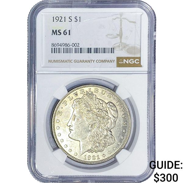 1921-S Morgan Silver Dollar NGC MS61