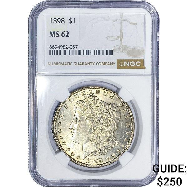 1898 Morgan Silver Dollar NGC MS62