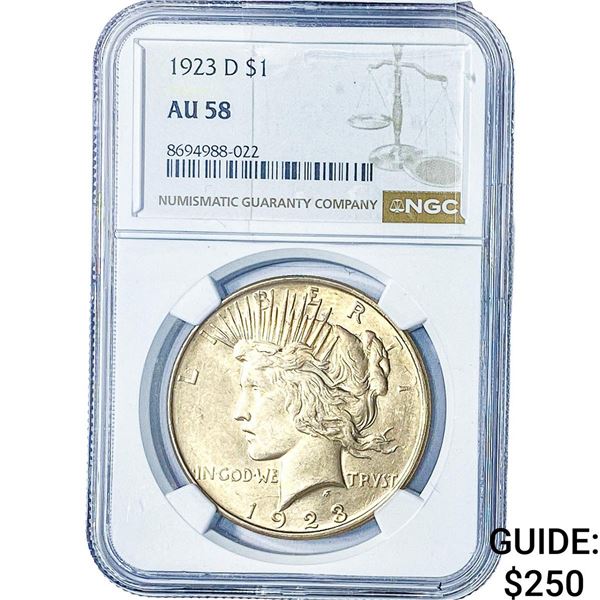 1923-D Silver Peace Dollar NGC AU58
