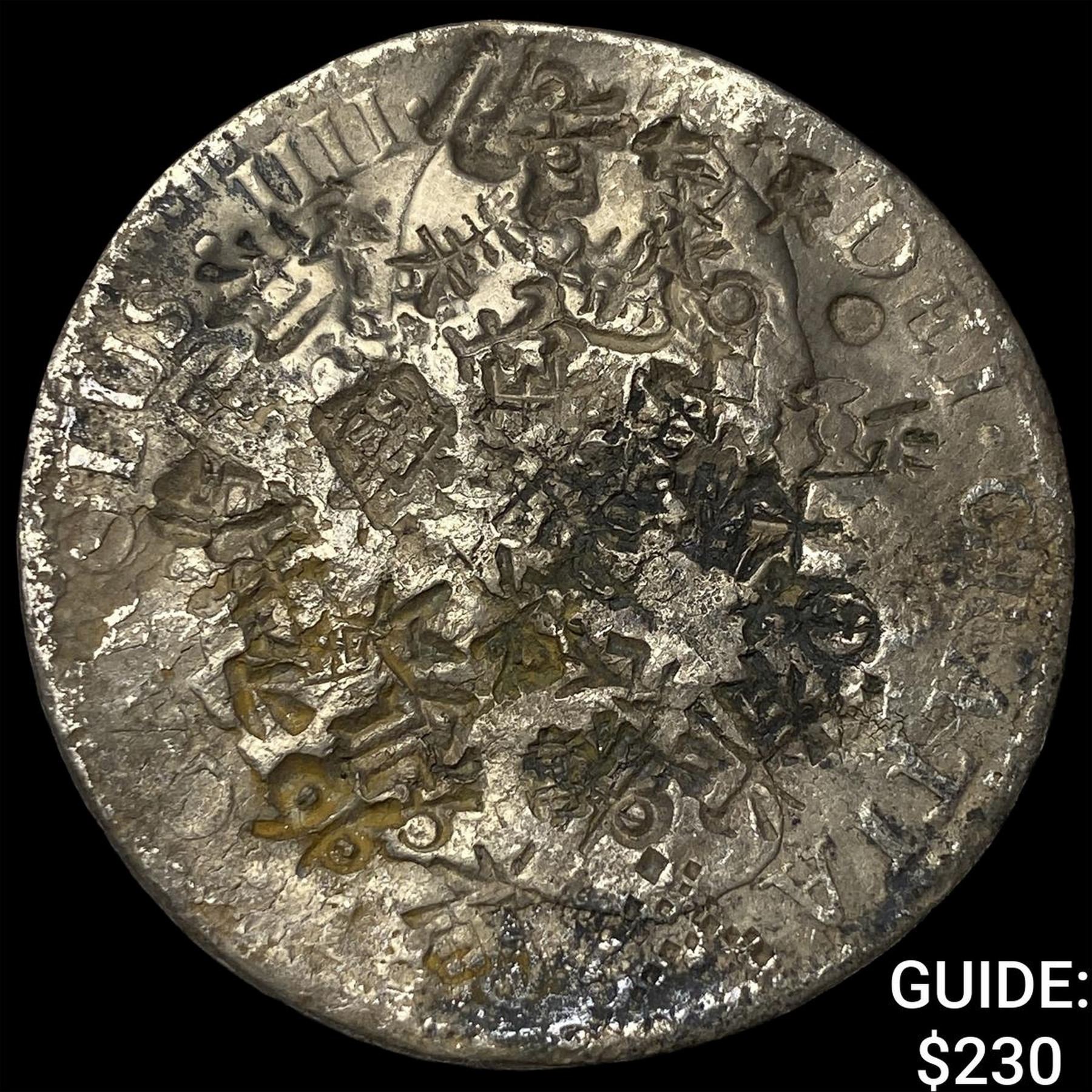 Colonial Spain Silver 8 Reales Punchmarked NEARLY UNCIRCULATED