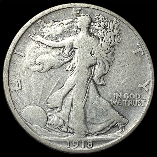 1918-D Silver Walking Liberty Half Dollar  LIGHTLY CIRCULATED