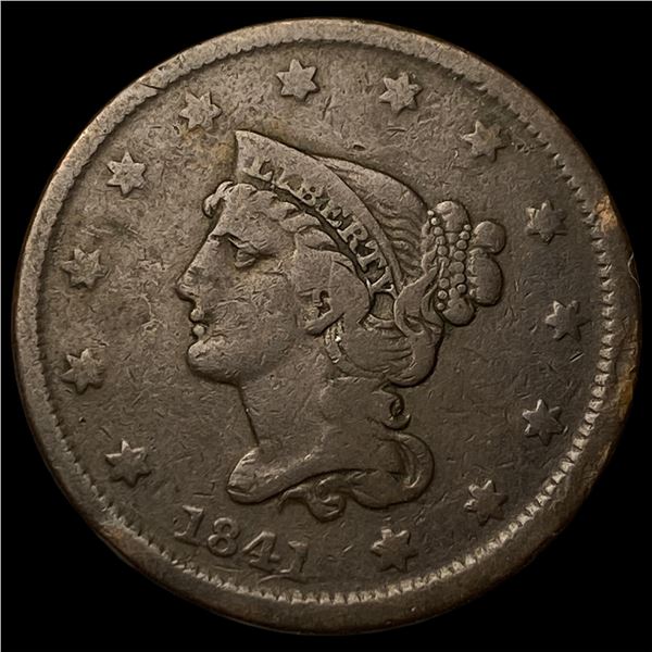 1841 Braided Hair Large Cent LIGHTLY  CIRCULATED