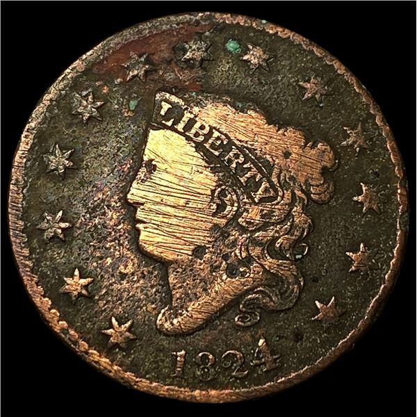1824 Coronet Head Large Cent NICELY  CIRCULATED