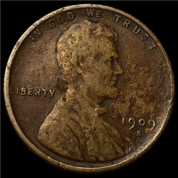 1909-S Lincoln Wheat Cent LIGHTLY CIRCULATED