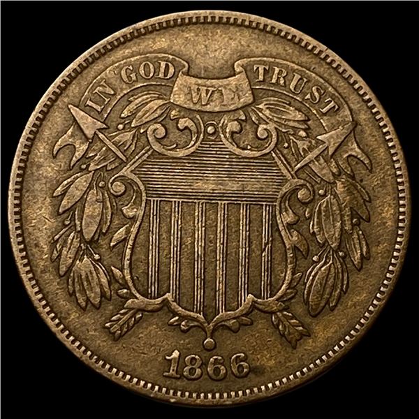1866 Two-Cent Piece NEARLY UNCIRCULATED