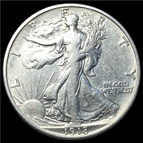 1918 Silver Walking Liberty Half Dollar NEARLY UNCIRCULATED