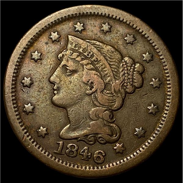 1846 Braided Hair Large Cent NEARLY  UNCIRCULATED