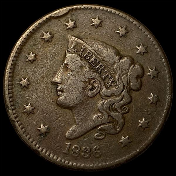 1836 Coronet Head Large Cent LIGHTLY  CIRCULATED