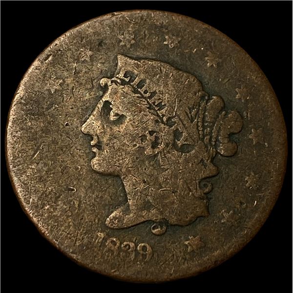 1839 Braided Head Large Cent NICELY CIRCULATED