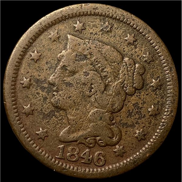 1846 Braided Hair Large Cent LIGHTLY  CIRCULATED