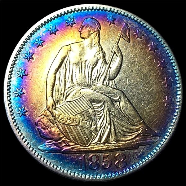 1858 Silver Seated Liberty Half Dollar CLOSELY UNCIRCULATED
