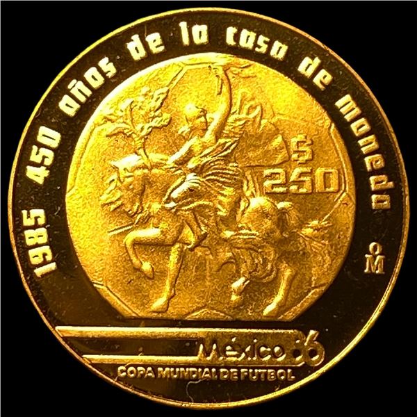 1985 Mexico .25oz Gold 250 Pesos World Cup GEM PROOF