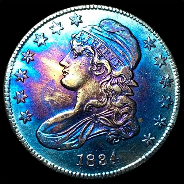 1834 Toned Capped Bust Half Dollar CLOSELY UNCIRCULATED