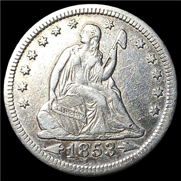 1853 Arrows/Rays Seated Liberty Quarter CLOSELY UNCIRCULATED