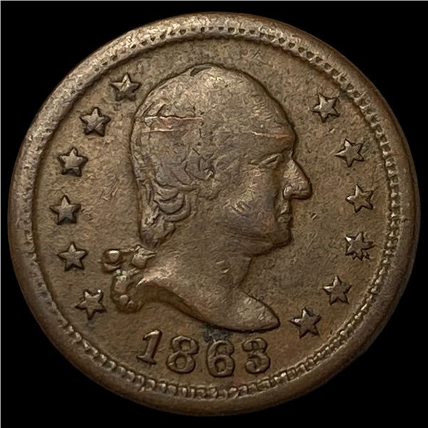 1863 Civil War Token Wilson's Medal NEARLY UNCIRCULATED