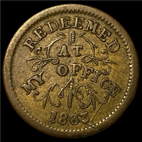1863 Civil War Token - Oliver Boutwell NEARLY UNCIRCULATED