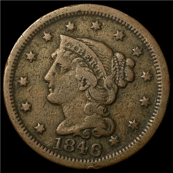 1846 Braided Hair Large Cent LIGHTLY  CIRCULATED