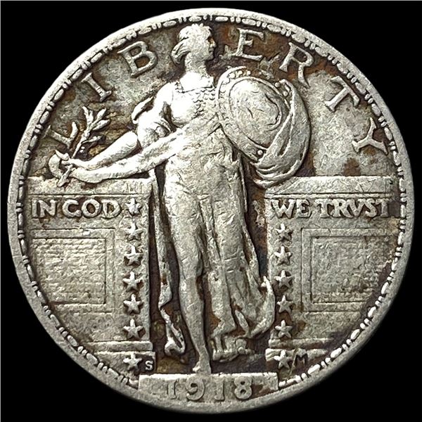 1918-S Silver Standing Liberty Quarter NEARLY  UNCIRCULATED