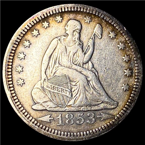 1853 Arrows/Rays Seated Liberty Quarter NEARLY UNCIRCULATED