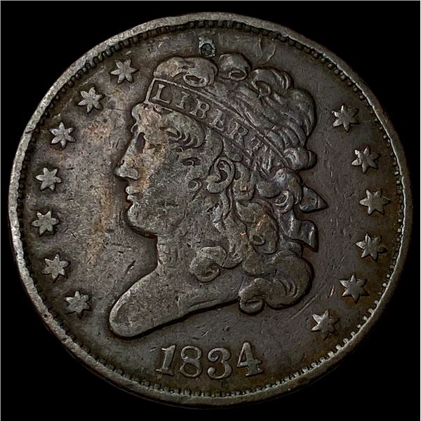 1834 Classic Head Half Cent NEARLY  UNCIRCULATED