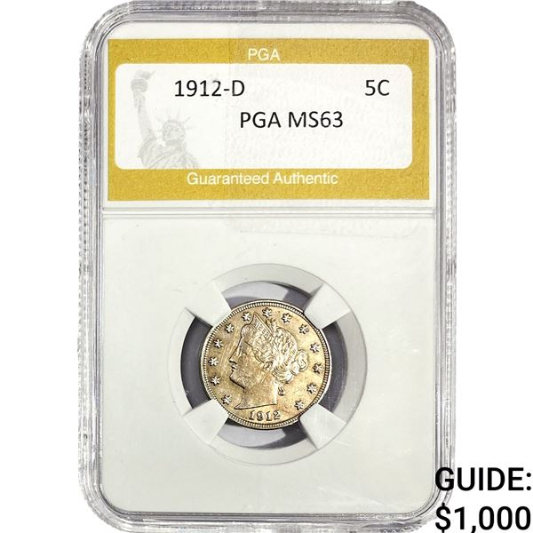 1912-D Liberty Victory Nickel PGA MS63
